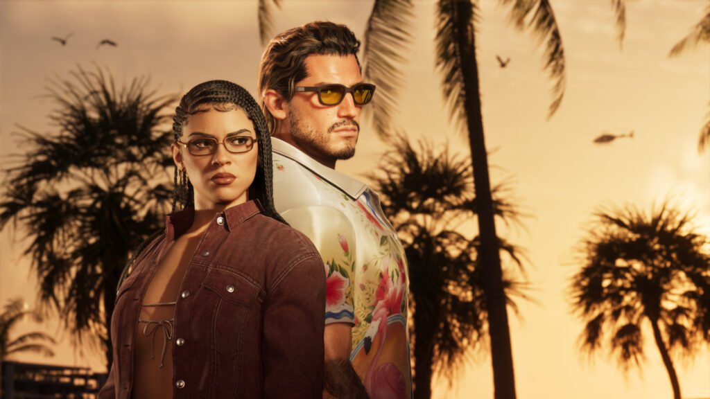 Arte oficial de GTA 6 com os protagonistas Jason e Lucia

